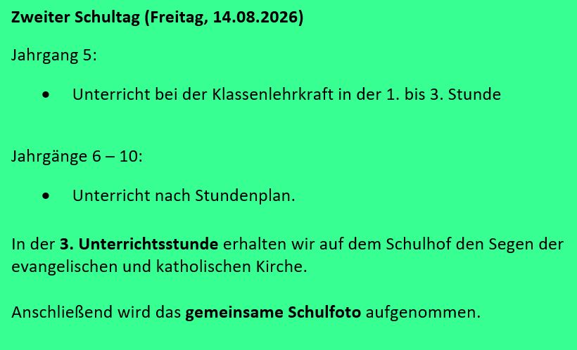 Zweiter Schultag